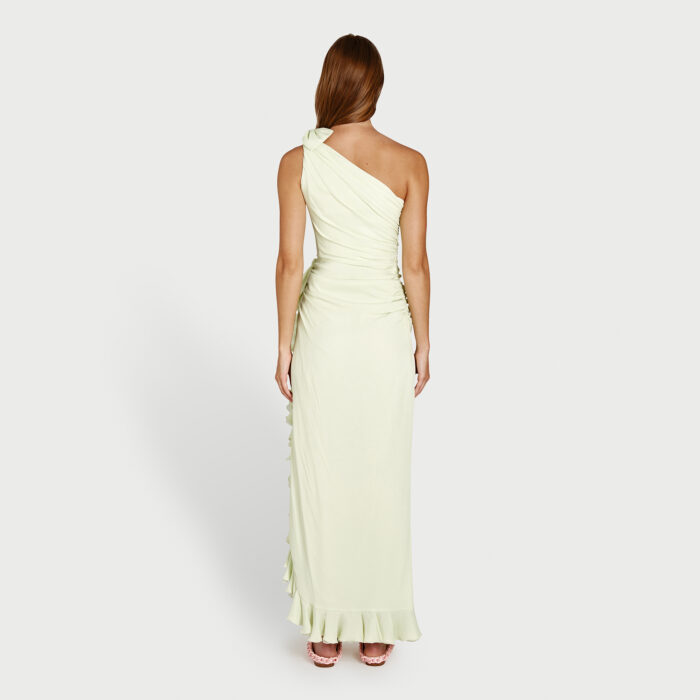 Giambattista Valli Robe Longuette Lime Asymétrique à Volants