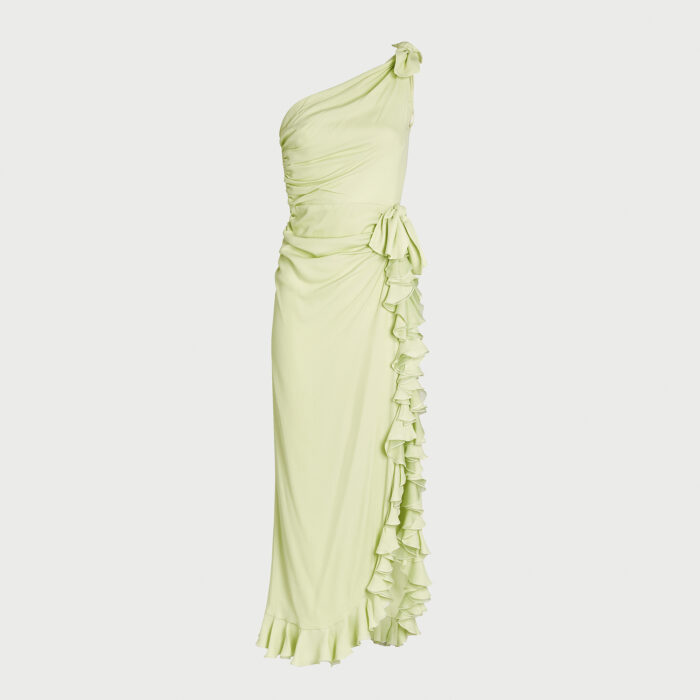 giambattista valli Robe longuette Lime asymétrique à volants