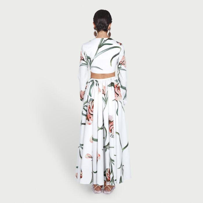 Giambattista Valli Robe Longuette Macro Carnation En Popeline à Découpes
