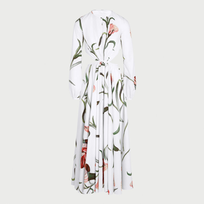 giambattista valli Robe longuette Macro Carnation en popeline à découpes