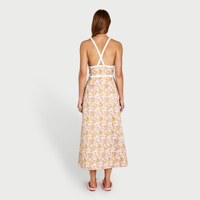 Giambattista Valli Robe Longuette Multicolore Fendue Avec Noeuds