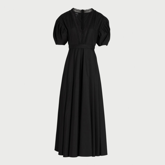 giambattista valli Robe longuette noire avec manches ballons en popeline