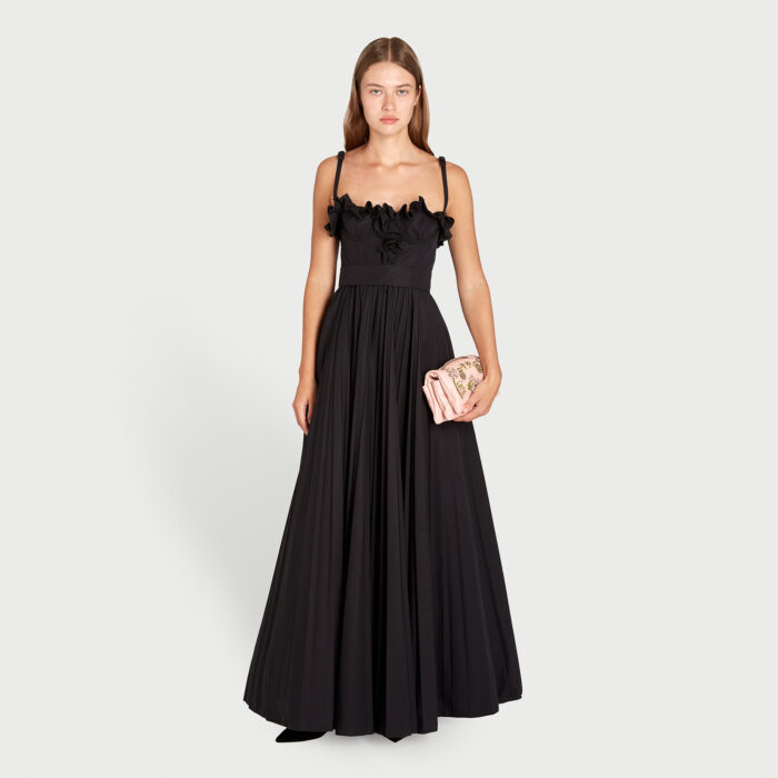 Giambattista Valli Robe Longuette Noire En Popeline