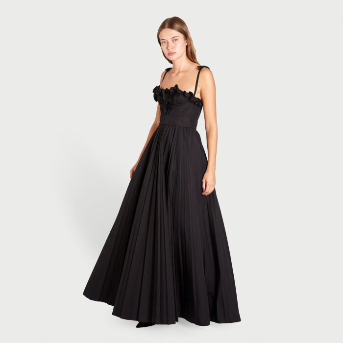 Giambattista Valli Robe Longuette Noire En Popeline