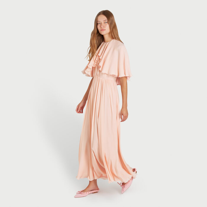 Giambattista Valli Robe Longuette Quartz Rose Mini Cape En Soie