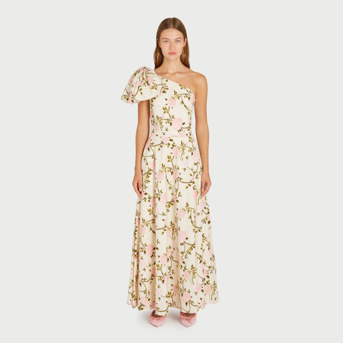 Giambattista Valli Robe Longuette Rosier Asymétrique Avec Noeud En Popeline