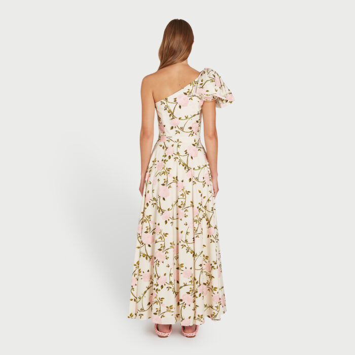Giambattista Valli Robe Longuette Rosier Asymétrique Avec Noeud En Popeline