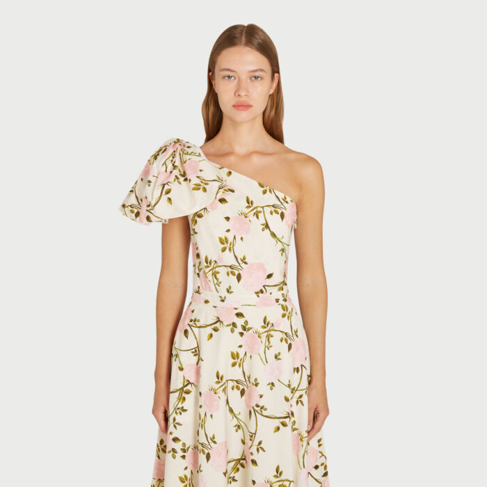 Giambattista Valli Robe Longuette Rosier Asymétrique Avec Noeud En Popeline