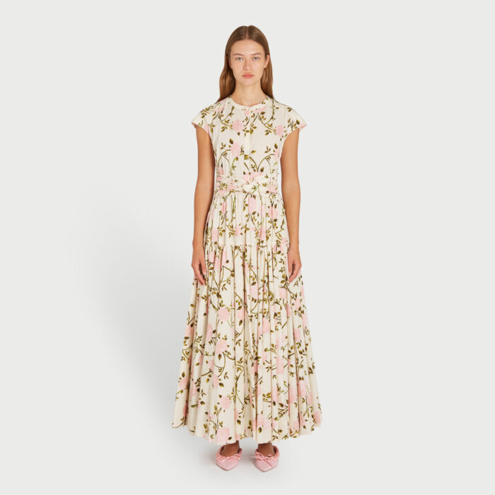 Giambattista Valli Robe Longuette Rosier Cintrée En Popeline