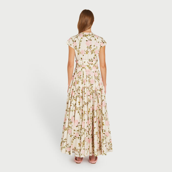 Giambattista Valli Robe Longuette Rosier Cintrée En Popeline