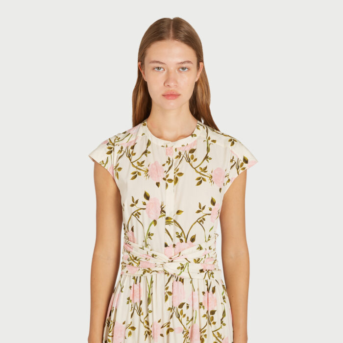 Giambattista Valli Robe Longuette Rosier Cintrée En Popeline