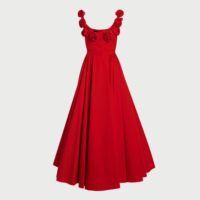 giambattista valli Robe maxi amarena en popeline avec roses