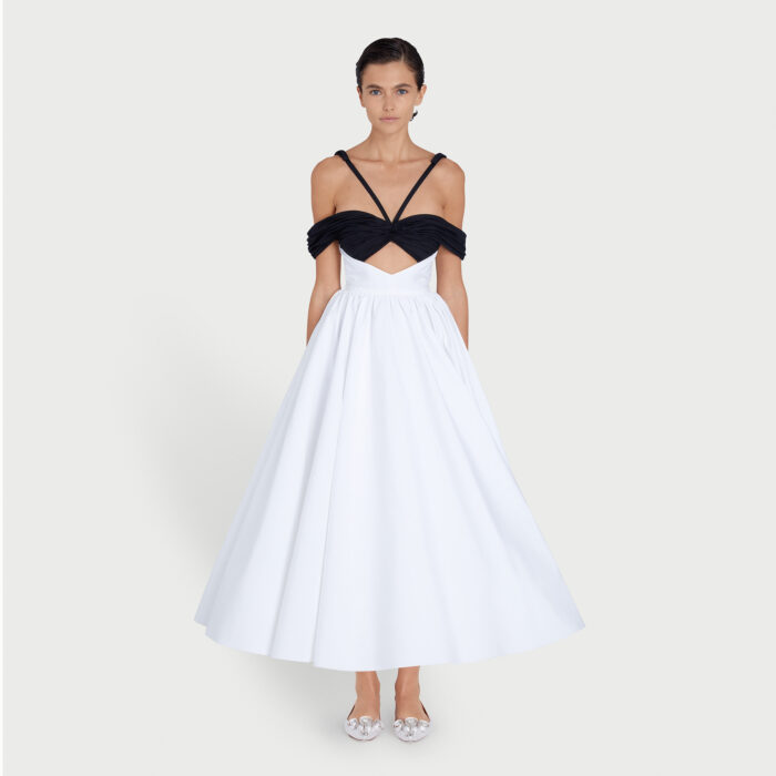 Giambattista Valli Robe Maxi Haut Noir Et Popeline Blanche