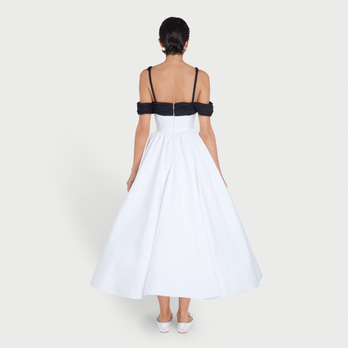 Giambattista Valli Robe Maxi Haut Noir Et Popeline Blanche