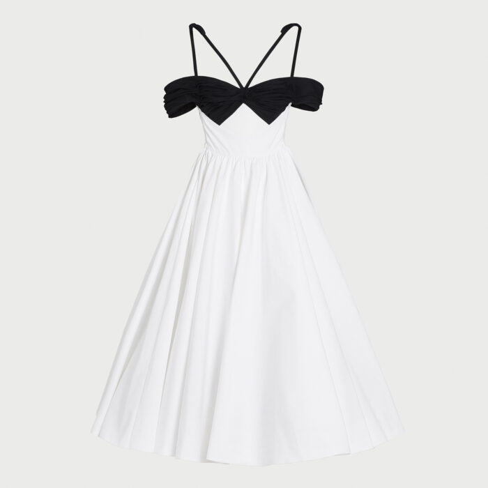 giambattista valli Robe maxi haut noir et popeline blanche