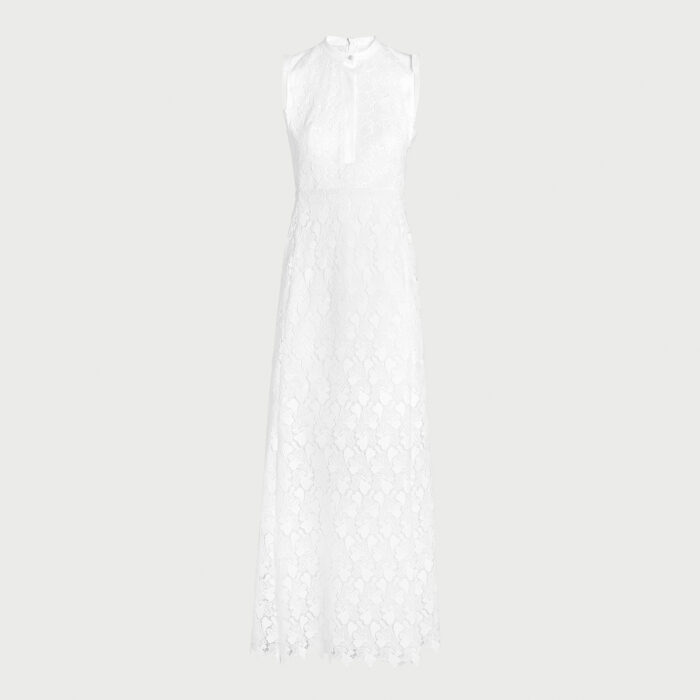 Giambattista Valli Robe Midi Blanche En Macramé Col Mao