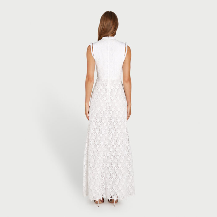 Giambattista Valli Robe Midi Blanche En Macramé Col Mao