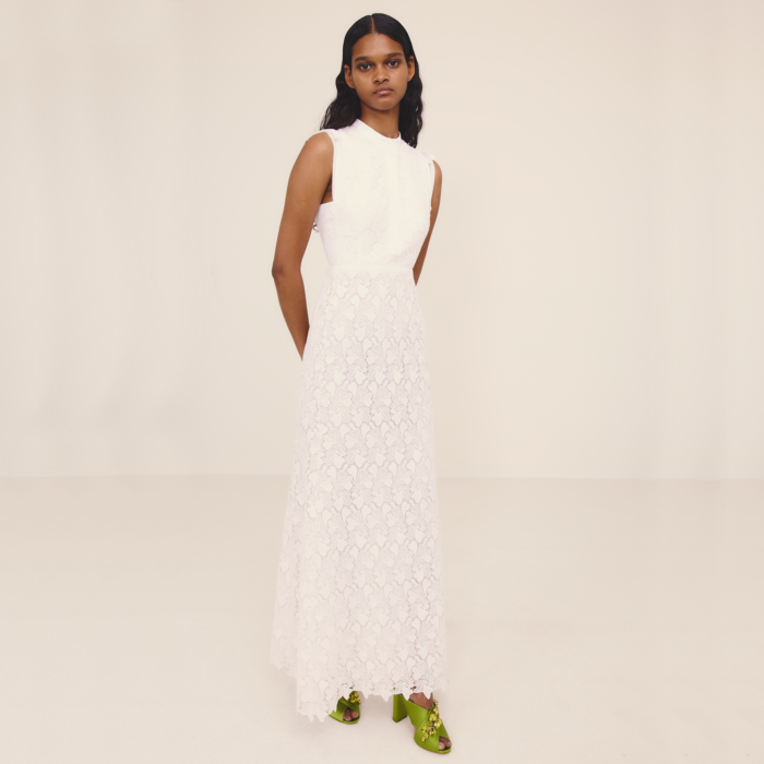 giambattista valli Robe midi blanche en macramé col mao