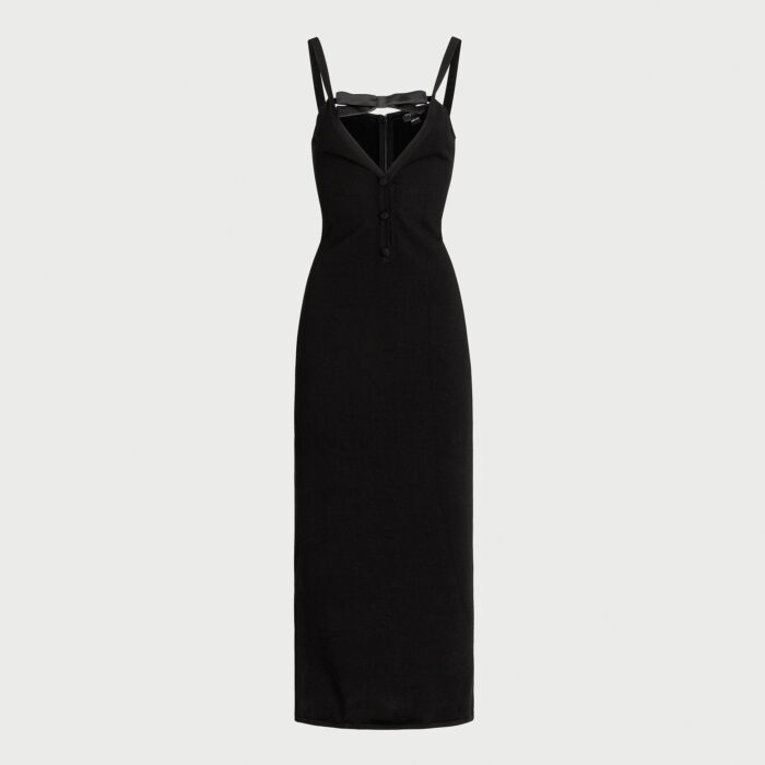 Giambattista Valli Robe Midi En Cachemire Noir Avec Noeud