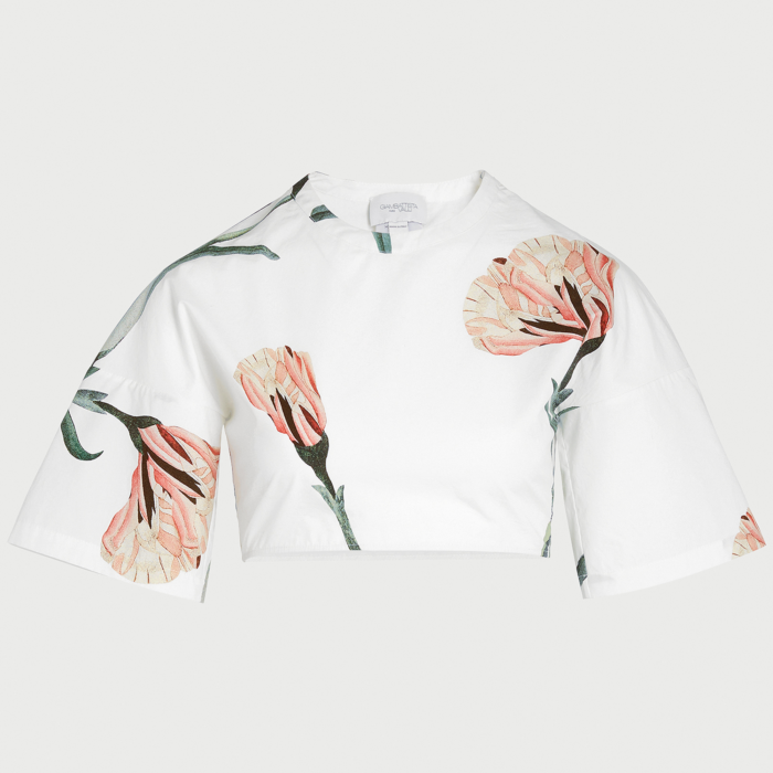 giambattista valli Top court Macro Carnation en popeline