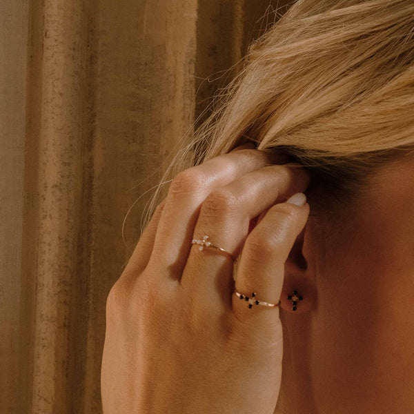 Gigi Clozeau Bague Opale Croix Perlée Diamant Or Rose T 52