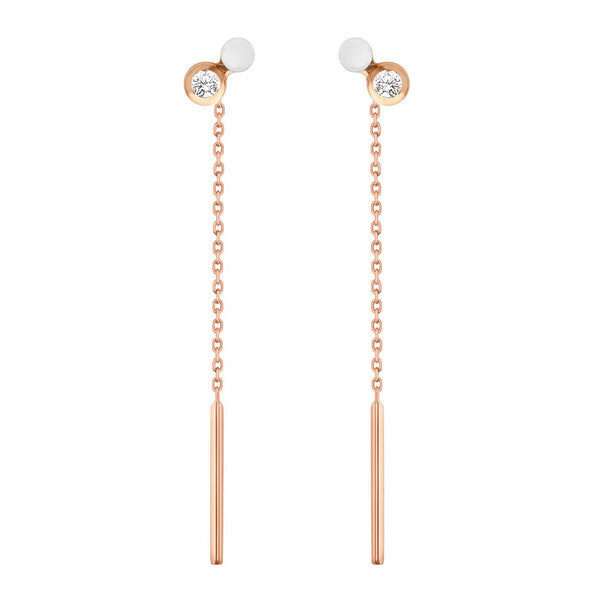gigi clozeau Boucles d'oreilles Dot résine blanche diamants or rose gigi clozeau Boucles d'oreilles Dot résine blanche diamants or rose