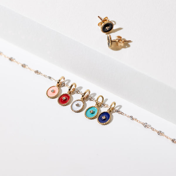 Gigi Clozeau Boucles D'oreilles Etoile Du Nord Résine Turquoise Vert Diamant Or Rose