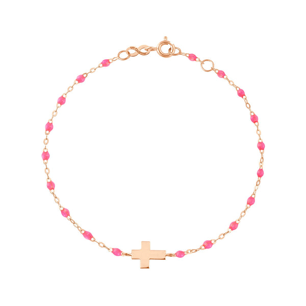 gigi clozeau Bracelet bébé rose fluo Croix or rose 13 cm gigi clozeau Bracelet bébé rose fluo Croix or rose 13 cm