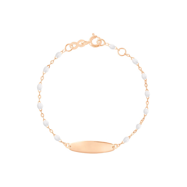 gigi clozeau Bracelet blanc Little Gigi plaque ovale or rose 13 cm gigi clozeau Bracelet blanc Little Gigi plaque ovale or rose 13 cm