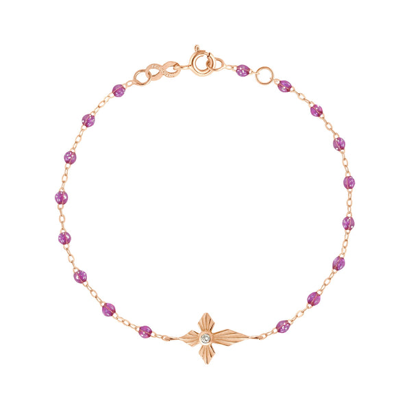 gigi clozeau Bracelet galaxy Croix Lumière diamant or rose 17 cm
