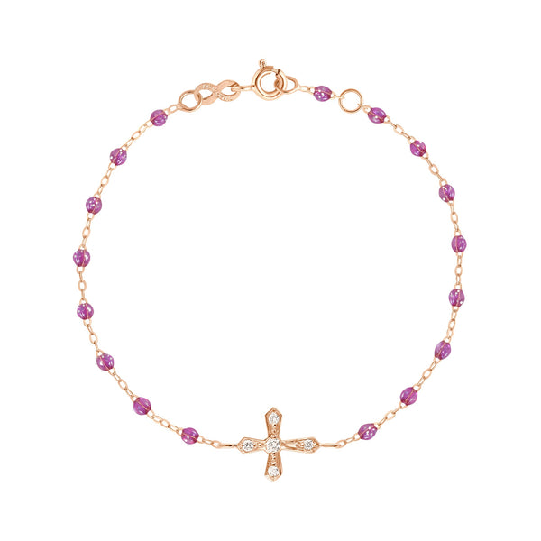 gigi clozeau Bracelet galaxy Croix Vintage diamants or rose 17 cm