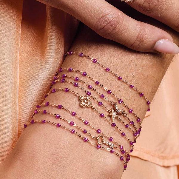 Gigi Clozeau Bracelet Galaxy Lucky Trèfle Diamants Or Rose 17 Cm