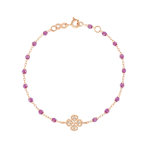 gigi clozeau Bracelet galaxy Lucky Trèfle diamants or rose 17 cm