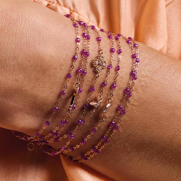 Gigi Clozeau Bracelet Galaxy Lune Diamant Or Rose 17 Cm