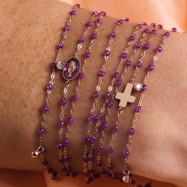 Gigi Clozeau Bracelet Madone Résine Galaxy Or Rose 17 Cm