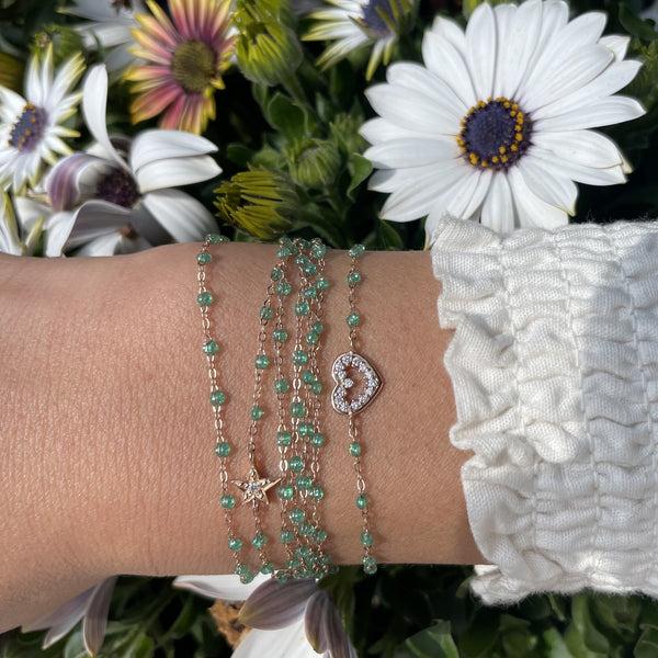 Gigi Clozeau Bracelet Menthe Etoile Diamant Or Rose 17 Cm