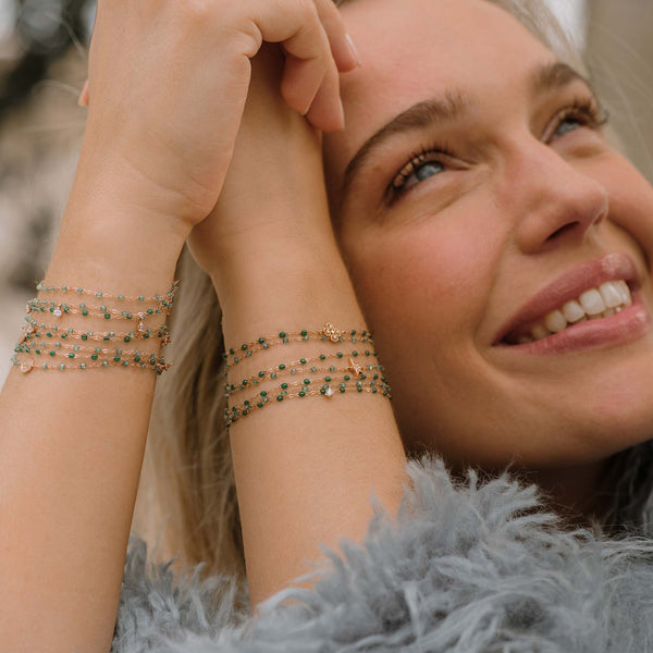 Gigi Clozeau Bracelet Menthe Etoile Diamant Or Rose 17 Cm