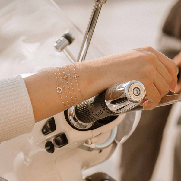 Gigi Clozeau Bracelet Opale Cœur Suprême Diamants Or Rose 17 Cm