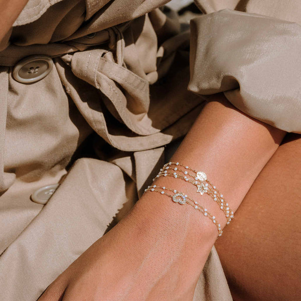 Gigi Clozeau Bracelet Opale Cœur Suprême Diamants Or Rose 17 Cm