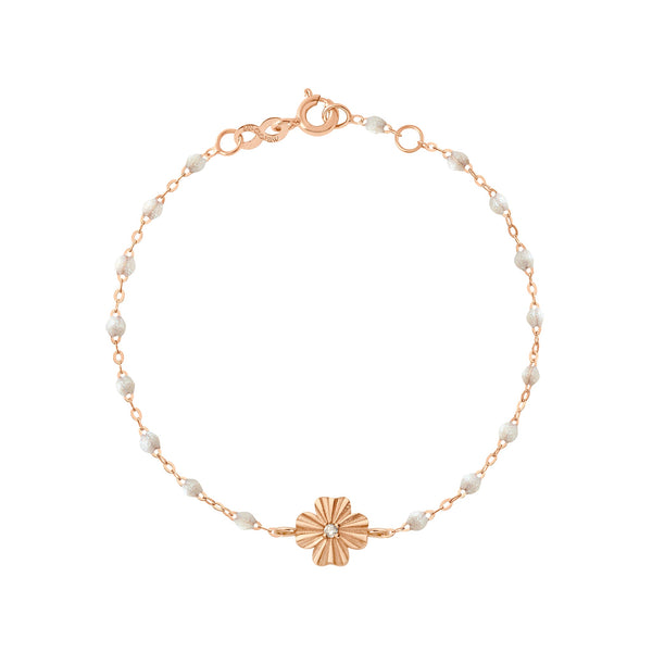 gigi clozeau Bracelet opale Trèfle Lumière diamant or rose 17 cm