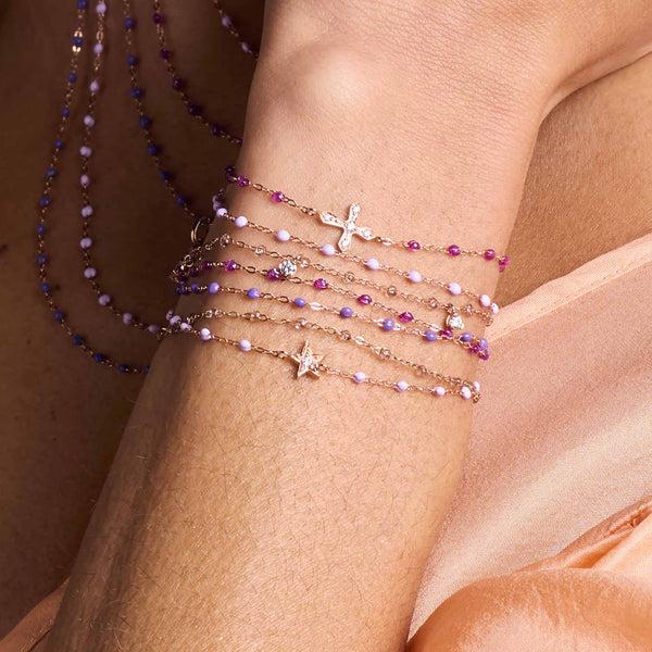 Gigi Clozeau Bracelet Parme Etoile Diamant Or Rose 17 Cm