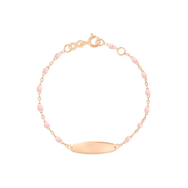 gigi clozeau Bracelet rose bébé Little Gigi plaque ovale or rose 13 cm
