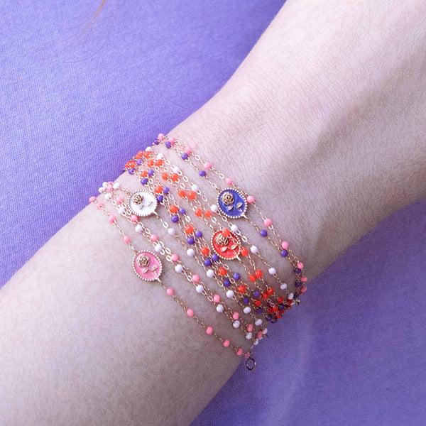 Gigi Clozeau Bracelet Rose Résine Mauve Or Rose 17 Cm