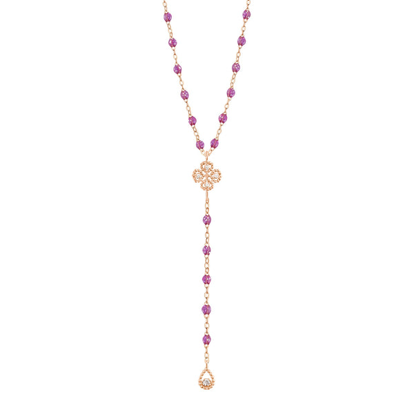 gigi clozeau Chapelet galaxy Lucky Trèfle diamants or rose 45 cm