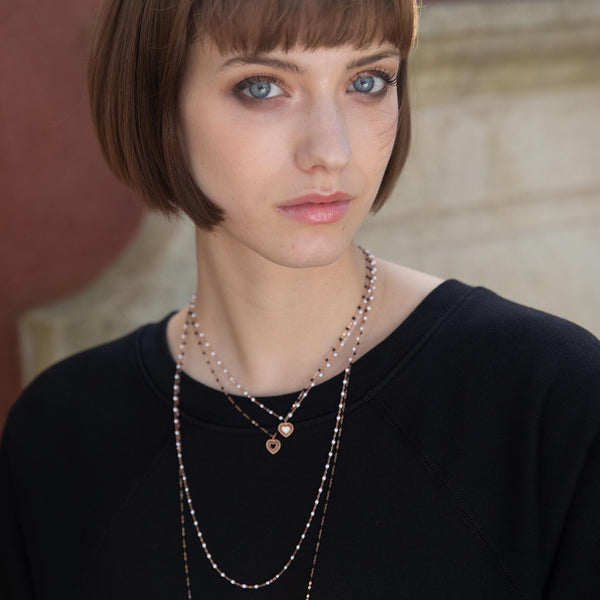 Gigi Clozeau Collier Blanc Cœur Dentelle Or Rose 42 Cm