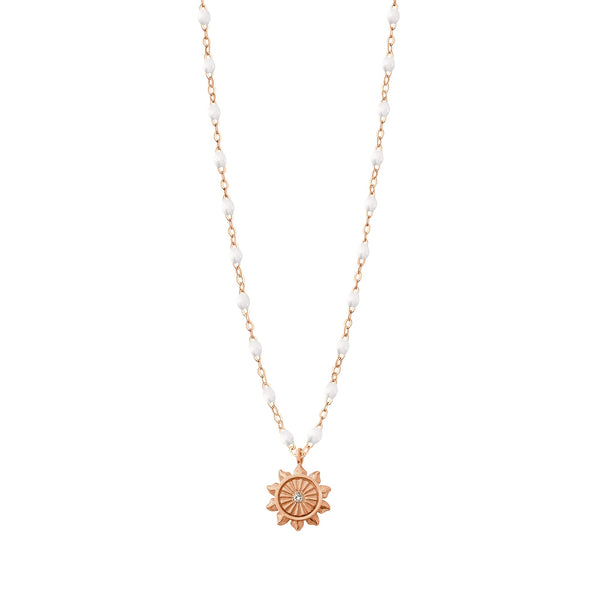 gigi clozeau Collier blanc Lucky Sun diamant or rose 42 cm