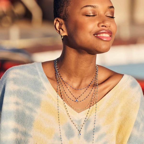 Gigi Clozeau Collier Classique Gigi Eye Nuit Or Rose Diamants 42 Cm