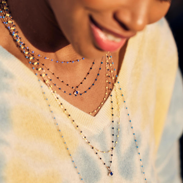 Gigi Clozeau Collier Classique Gigi Eye Nuit Or Rose Diamants 42 Cm