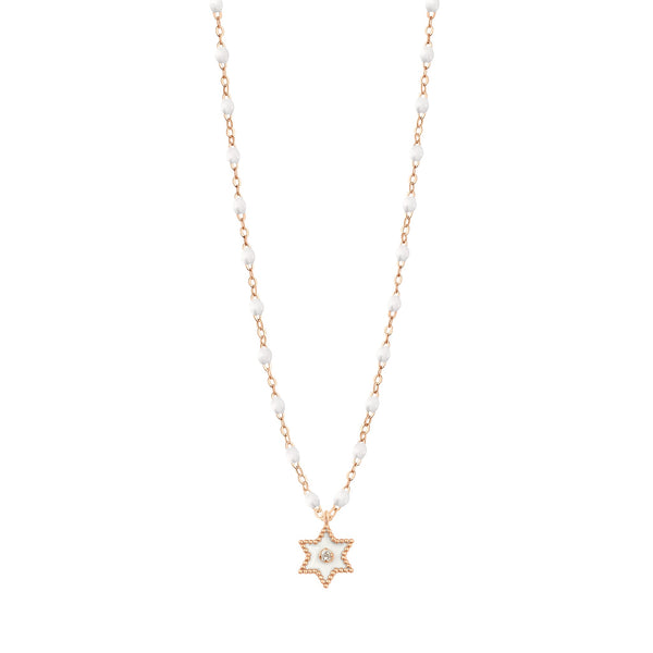 gigi clozeau Collier Etoile Star résine blanche diamant or rose 42 cm