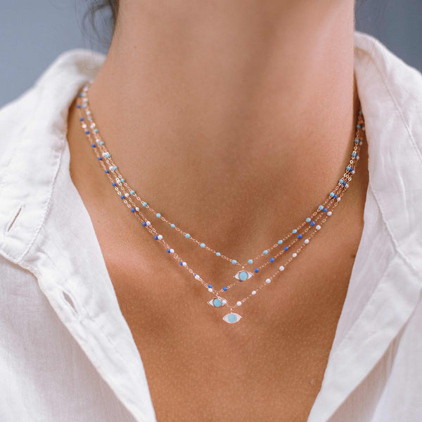Gigi Clozeau Collier Eye Classic Blanc Or Rose 42 Cm